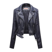 HKM-881619 Women's PU Leather Jacket With Long Sleeves Short Motorcycle Suit Puffer Style Fashionable Jacket Jacket Custom