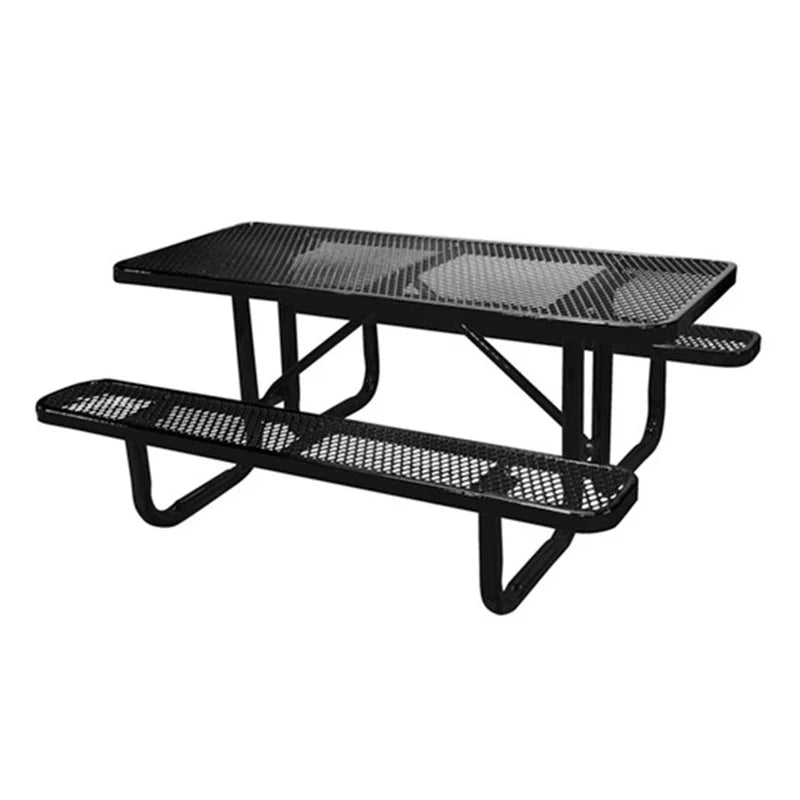 KTX-629011 Outdoor Steel Picnic Table with Umbrella Hole and Thermoplastic Coating for Commercial Use