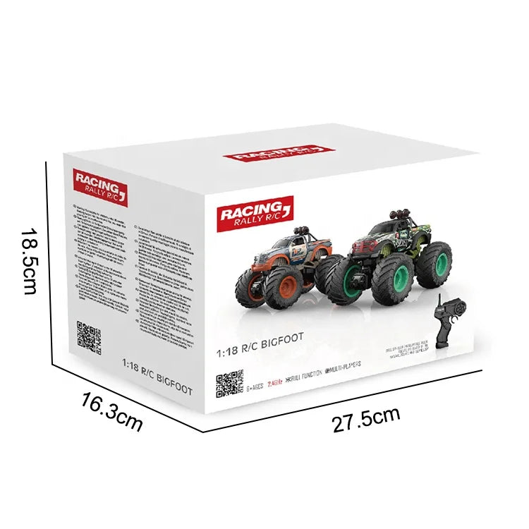 HKM-278419 1/18 Scale 2.4G 4Ch 4X4 RC Car with Super Wheels - Ready-to-Use Electric Vehicle for Indoor/Outdoor Fun