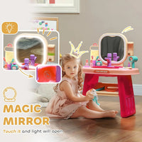 HKM-080659 Kids Makeup Table Play Set with Dressing Mirrors and Sound Features for Pretend Play