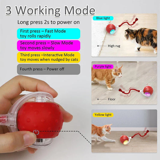 HKM-325843 Automatic Interactive Cat Toy Ball with Fast Rolling and Chirping for Indoor Play