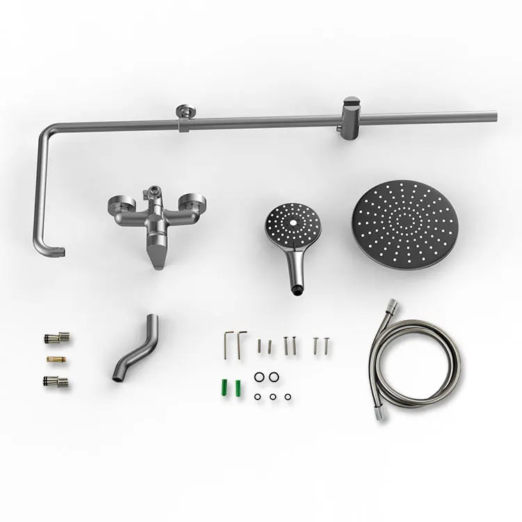 KTX-638227 Luxury Copper Shower Faucet Set with Rainfall and Jet Massage Functions, Chrome Finish