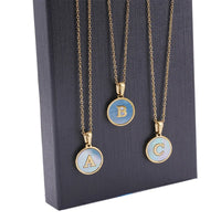 HKM-969875 Fashion 18k Gold Plated Chain Letter Shell Necklace Waterproof Stainless Steel Initial Pendant Necklace for Women Gift