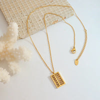 HKM-035411 Dainty Stainless Steel Choker Necklace 18k Gold Plated Abacus Pendant Necklace