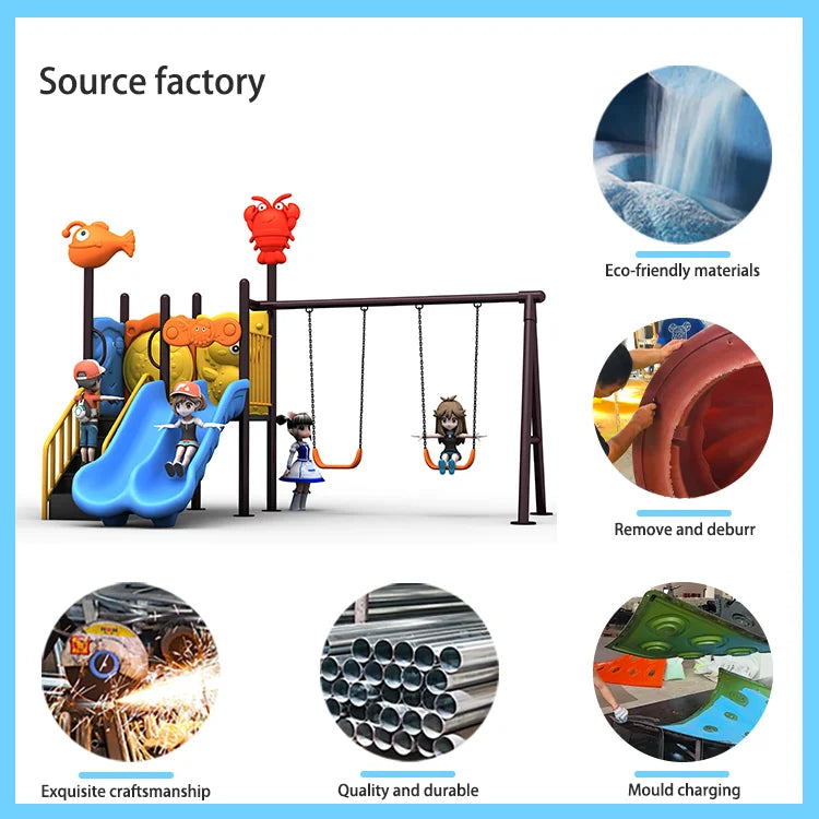 KTX-413715 Durable Ocean-Themed Outdoor Playground Slide for Kindergarten and Public Use