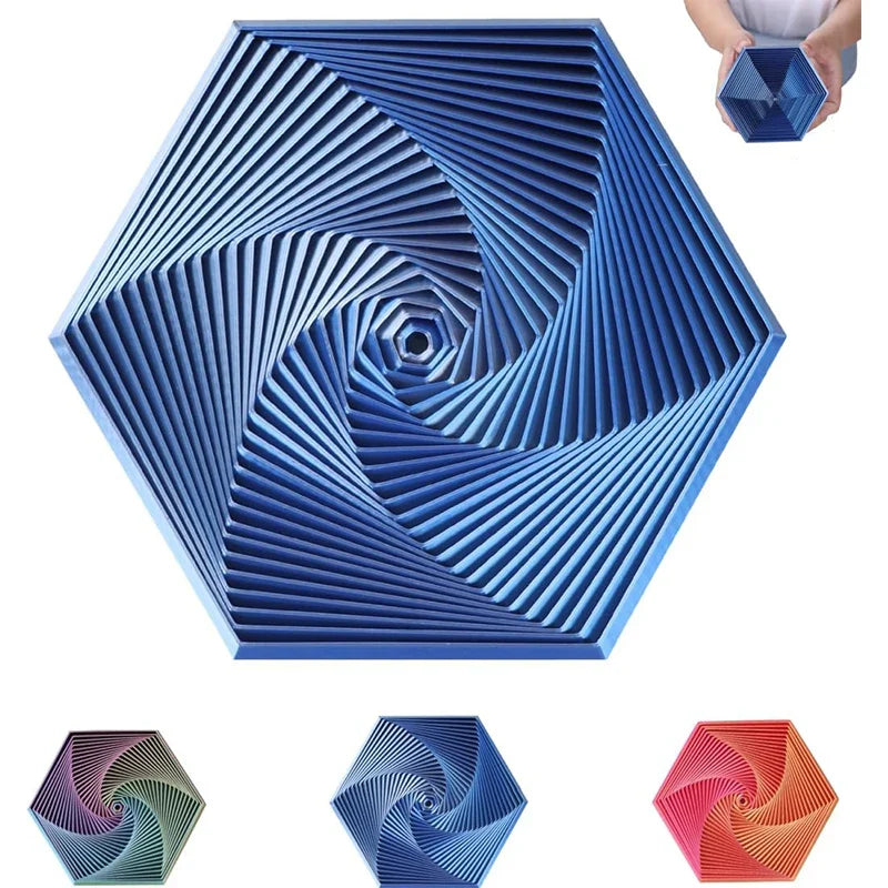 KTX-080275 3D Printed Fractal Hexagon Fidget Spiral Toy for Stress Relief and Anxiety Management