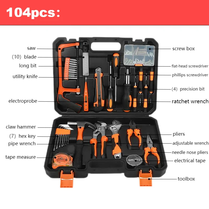 KTX-002131 105-Piece Multi-Function Tool Set with Protective Case for Home Use