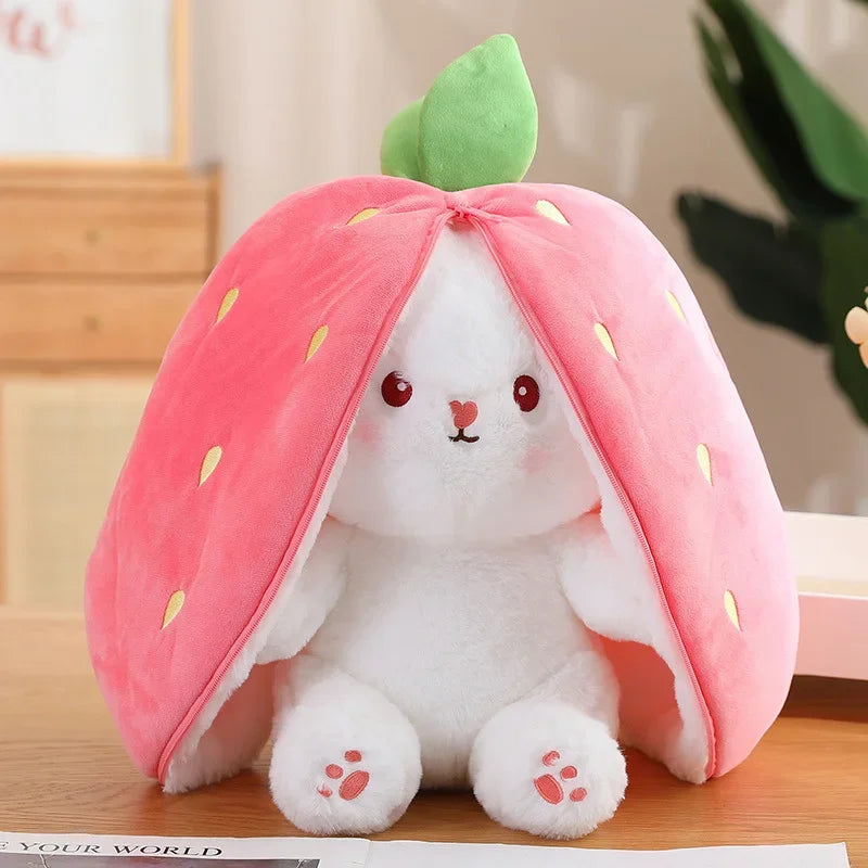 KTX-178899 Kawaii Strawberry Rabbit Plush Doll - Unisex Cotton Toy with PP Filling - Cute Carrot Design for All Ages