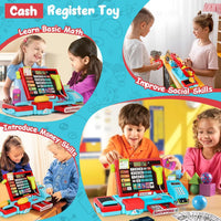HKM-687443 EPT 52PCS Toy Cash Register with Electronic Sounds for Kids Indoor Pretend Play