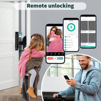 HKM-2888531 remote unlocking app screens with unlock log and album