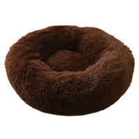 HKM-535955 Super Soft Round Washable Plush Donut Dog and Cat Cushion Bed with Velvet Mat