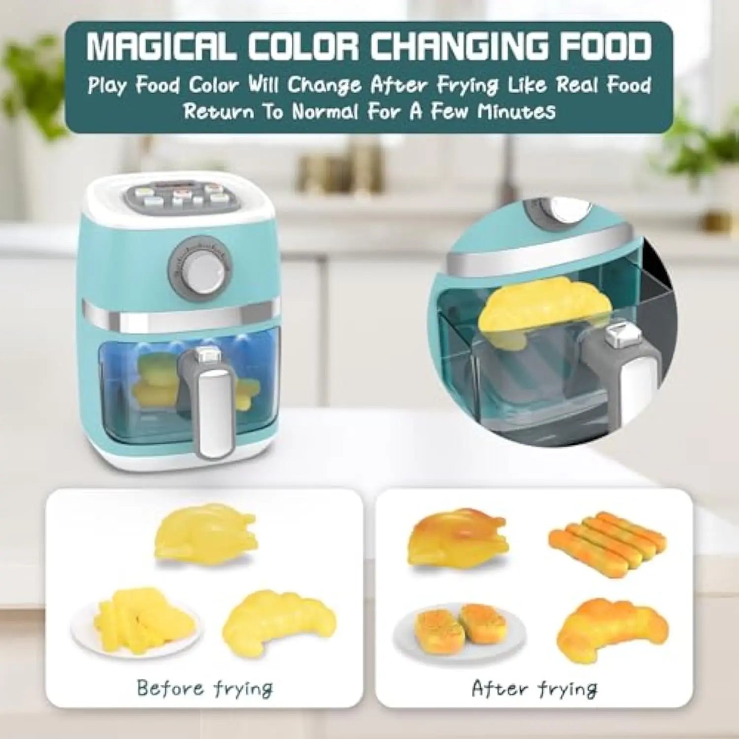 HKM-802707 Kids Kitchen Playset with Air Fryer - Pretend Chef Toy for Girls Age 2 and Up
