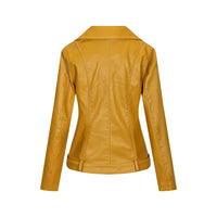 HKM-176531 Autumn Winter New Slim Fit European and American Style Women's Jacket PU Lapel Jacket Leather Jacket Custom