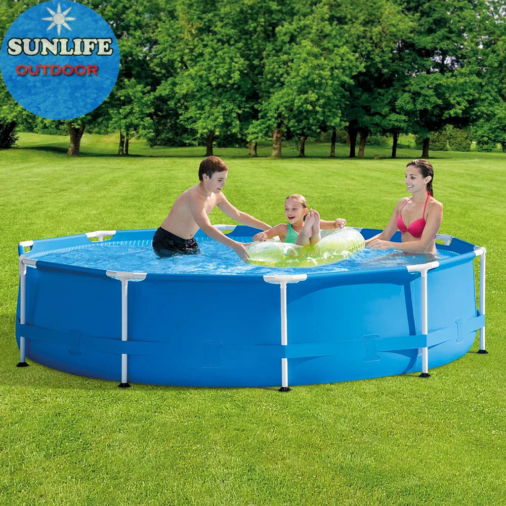 HKM-750035 Large Blue Above Ground Swimming Pool for Families - Durable PVC Material, Easy Assembly, Outdoor Fun