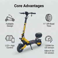 Off-Road E-Scooter with 1200W Motor 48V 13Ah Battery 25 Mile Range 11-Inch Tir - view 3 of 11
