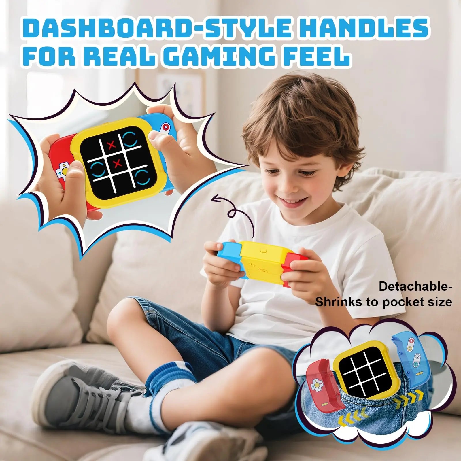 HKM-642323 2-in-1 Digital Handheld Tic Tac Toe Game Console for Engaging Fun Entertainment