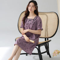 HKM-329171 New Design Plus Size Spring and Autumn Cotton Nightdress Loose Casual Pregnant Women Long Skirts