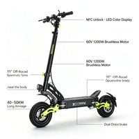 11-inch 1200W Foldable Electric Mobility Scooter with Dual Suspension Disc Brakes Lithium Battery 40-50km Range