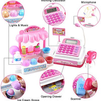 HKM-606099 Ice Cream Store Mini Cash Register Toy with Sound and Flashing Lights for Kids Ages 2-9