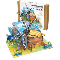 HKM-855891 Wooden 3D Insect Puzzle Set - Butterfly and Bee Models for Kids Educational Fun