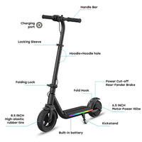 Adjustable Height Electric Kids Scooters 6inch 150W Aluminum Alloy With Colorful LED Lights UL2272 Certificated