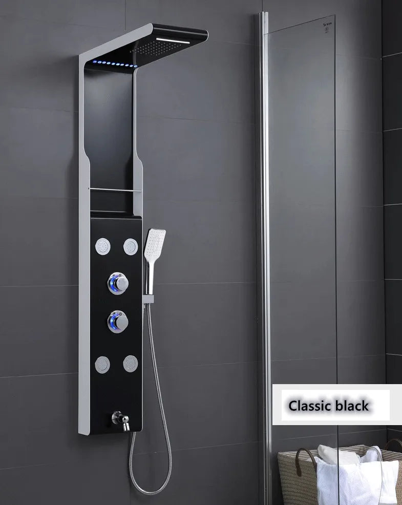 KTX-605459 Stainless Steel Wall Shower Panel with Waterfall Feature, Cold & Hot Water Control, Model YL5503