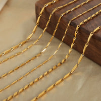 HKM-526931 2024 New Arrival Two Tone Gold Chain 18k Gold Plated Stainless Steel Non Tarnish Melon Seeds Handmade Fashion Jewelry Necklaces