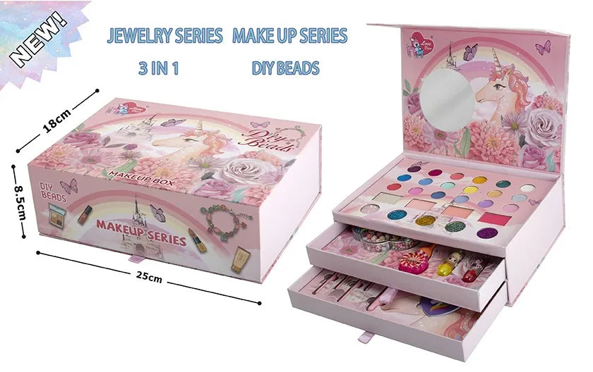 HKM-195923 Kids Washable Makeup Set for Pretend Play - Includes Realistic Cosmetics for Ages 2-13