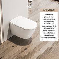 HKM-3230931 Smart Toilet Wall-Hung Elongated Sensor Automatic Flush Remote Control Heated Seat Bidet Ceramic Siphon Jet Toilet