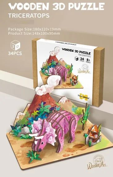 HKM-855891 Wooden 3D Insect Puzzle Set - Butterfly and Bee Models for Kids Educational Fun