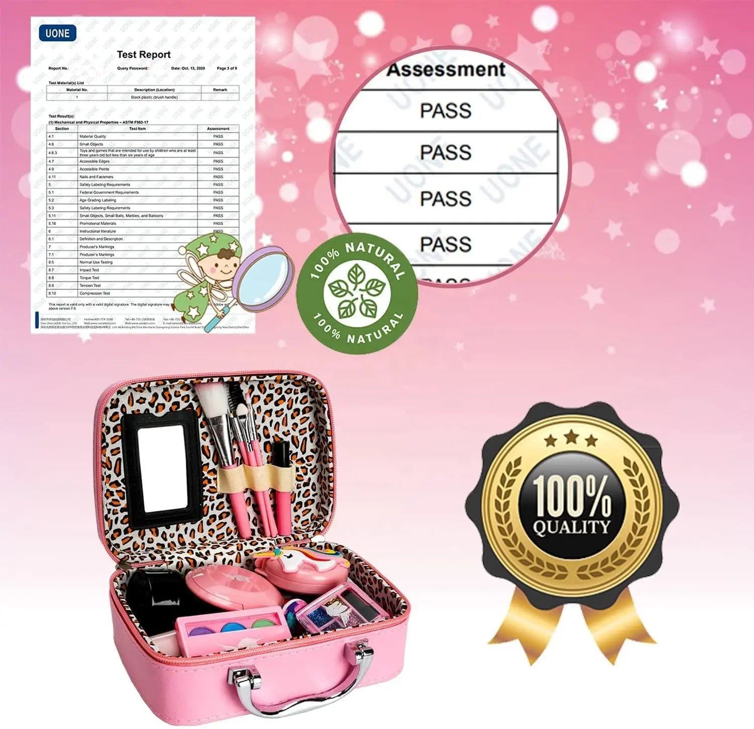 KTX-277267 Kids Washable Makeup Play Set with Mini Makeup Bag for Ages 2-12