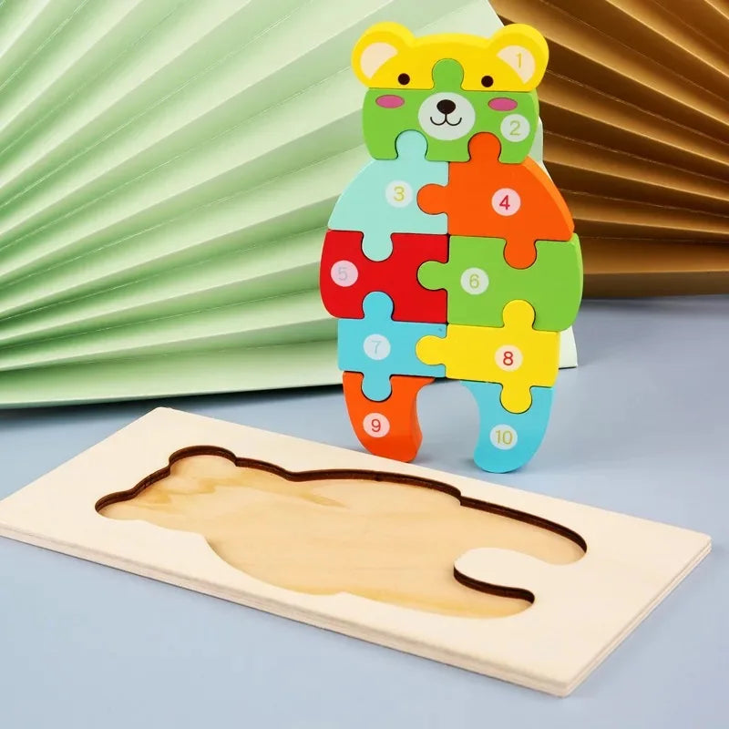 KTX-646547 Wooden 3D Puzzle Game for Children - Montessori Educational Jigsaw Learning Toy