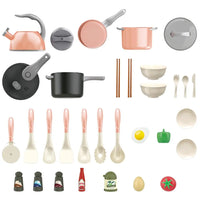 HKM-607251 Mini Luxury Pink Kitchen Playset - 32Pcs Kids Pretend Food Toys for Ages 5 and Up