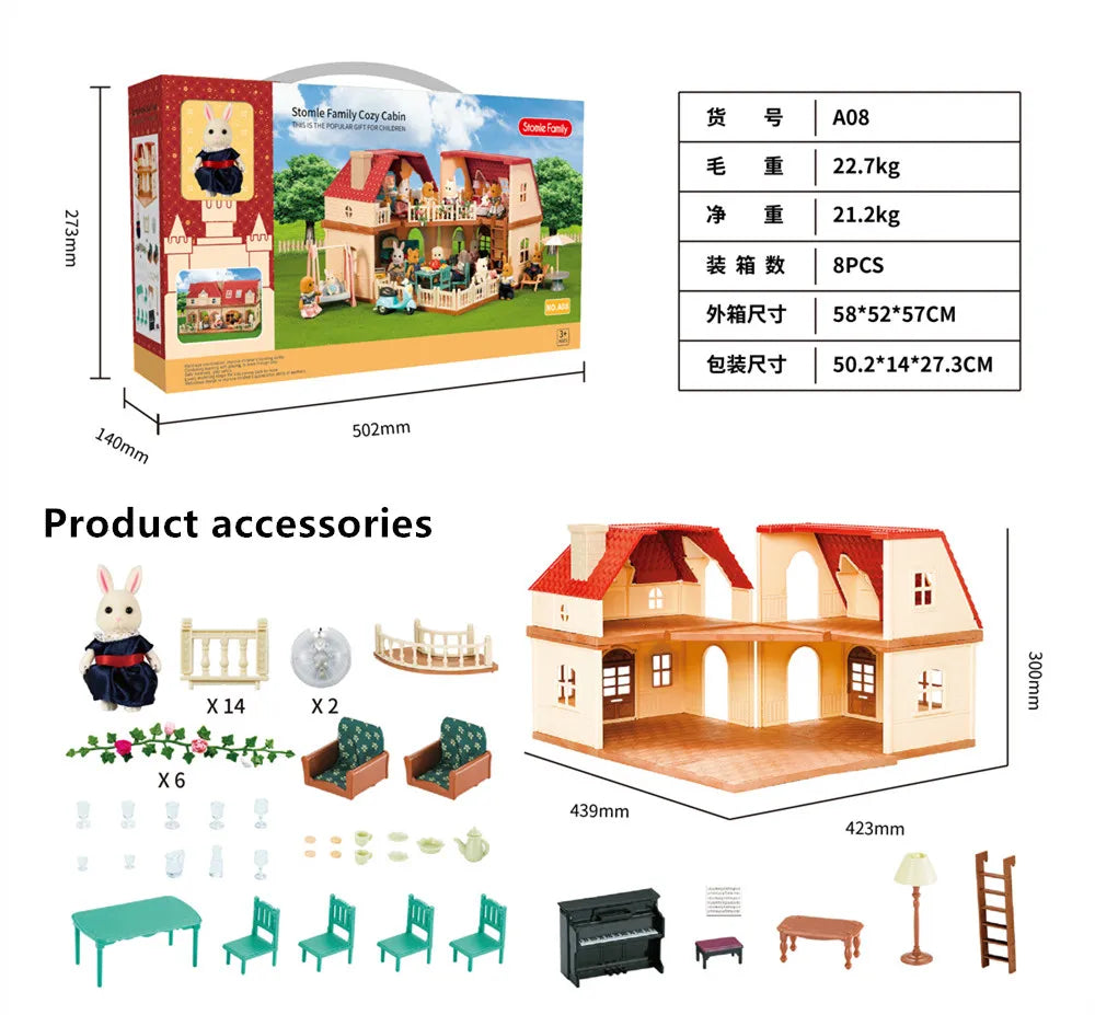 KTX-027411 Forest Family Mini Doll House Role Play Set for Kids - Plastic Pretend Playhouse Gifts for Girls