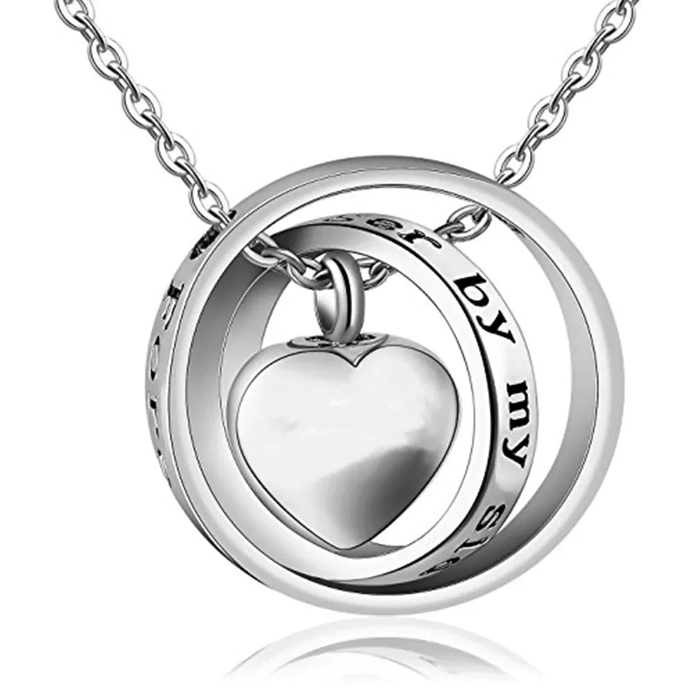 HKM-707731 Forever in My Heart,No Longer by My Side Cremation Pet Urn Necklace for Ashes Pendant Jewelry for Dog Paw Print