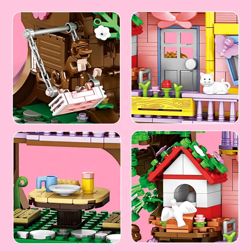 KTX-046355 Kid's Mini Micro Building Block Tree House Construction Set with 840 Pieces for Ages 5 and Up