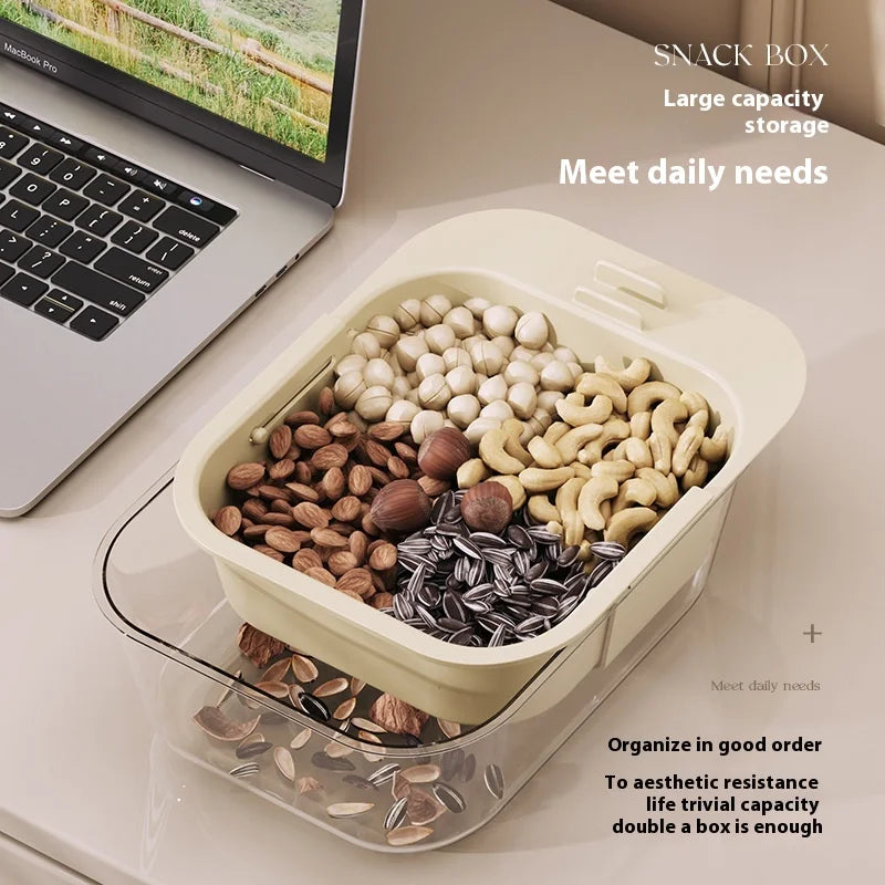 KTX-401811 Double-Layer Plastic Storage Box with Built-In Trash Can for Living Room Use