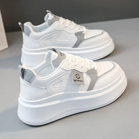 HKM-507667 SH709 New Casual Women's Shoes Autumn Solid Color Elevated Thick Sole Shoes Versatile Leather Durable Running Shoes