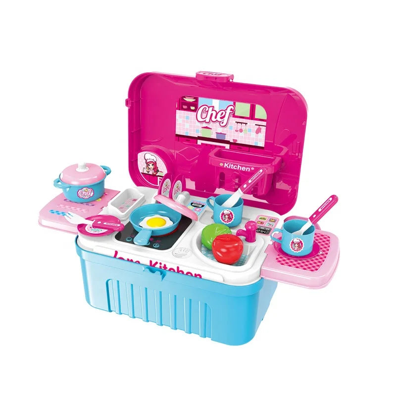 KTX-932627 3-in-1 Pretend Play Kitchen Set with Lights and Sounds for Kids Ages 2-7