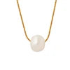 HKM-068179 Newest Design Simple Single Pearl Stainless Steel Wire Chain Necklace Jewelry