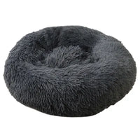 HKM-535955 Super Soft Round Washable Plush Donut Dog and Cat Cushion Bed with Velvet Mat