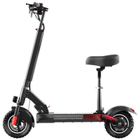 HKM-7682643 Off-Road Folding Electric Scooter with Seat, 48V 16Ah Battery, 28-34 mi Range, 10 in Off-Road Tires, 330 lb Load