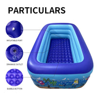 HKM-684499 Inflatable Ocean Pattern Family Pool with Bubble Bottom for Outdoor Use