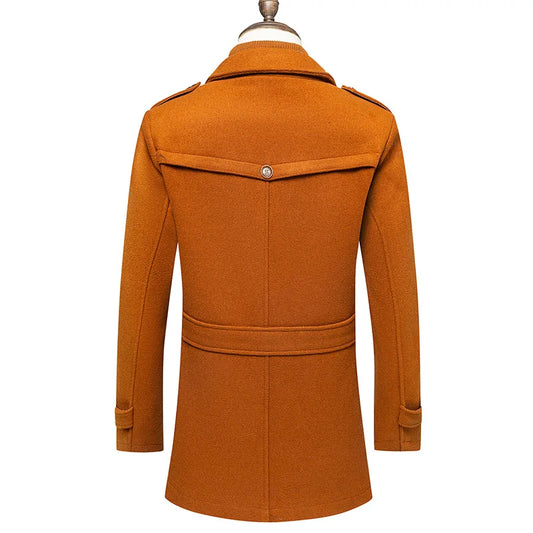 KTX-243219 Men's Waterproof Detachable Woolen Overcoat Hairy Warm Winter Jacket for Business Use