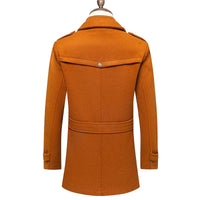 HKM-243219 Men's Waterproof Detachable Woolen Overcoat Hairy Warm Winter Jacket for Business Use
