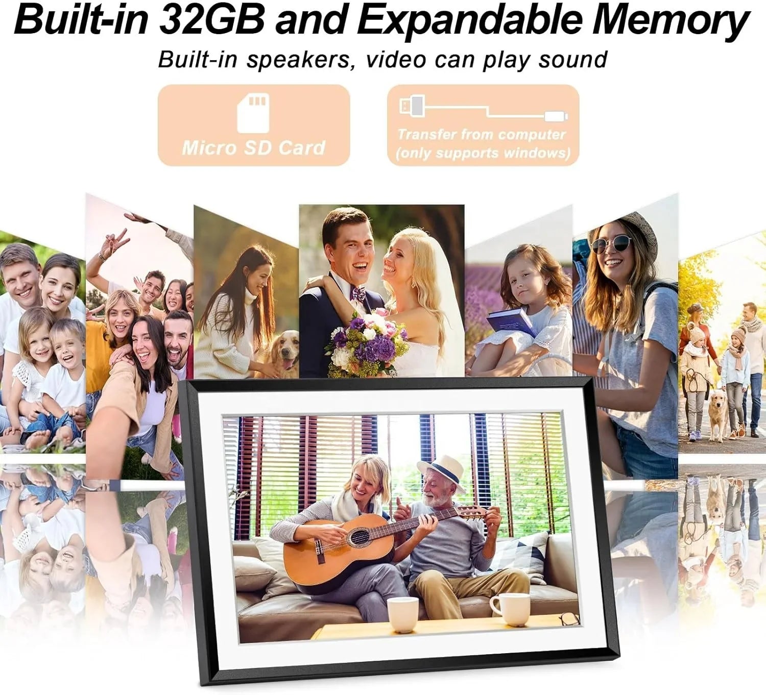 KTX-276627 10.1 Inch WiFi Digital Picture Frame with 32GB Storage and Touch Screen for Photo and Video Uploading