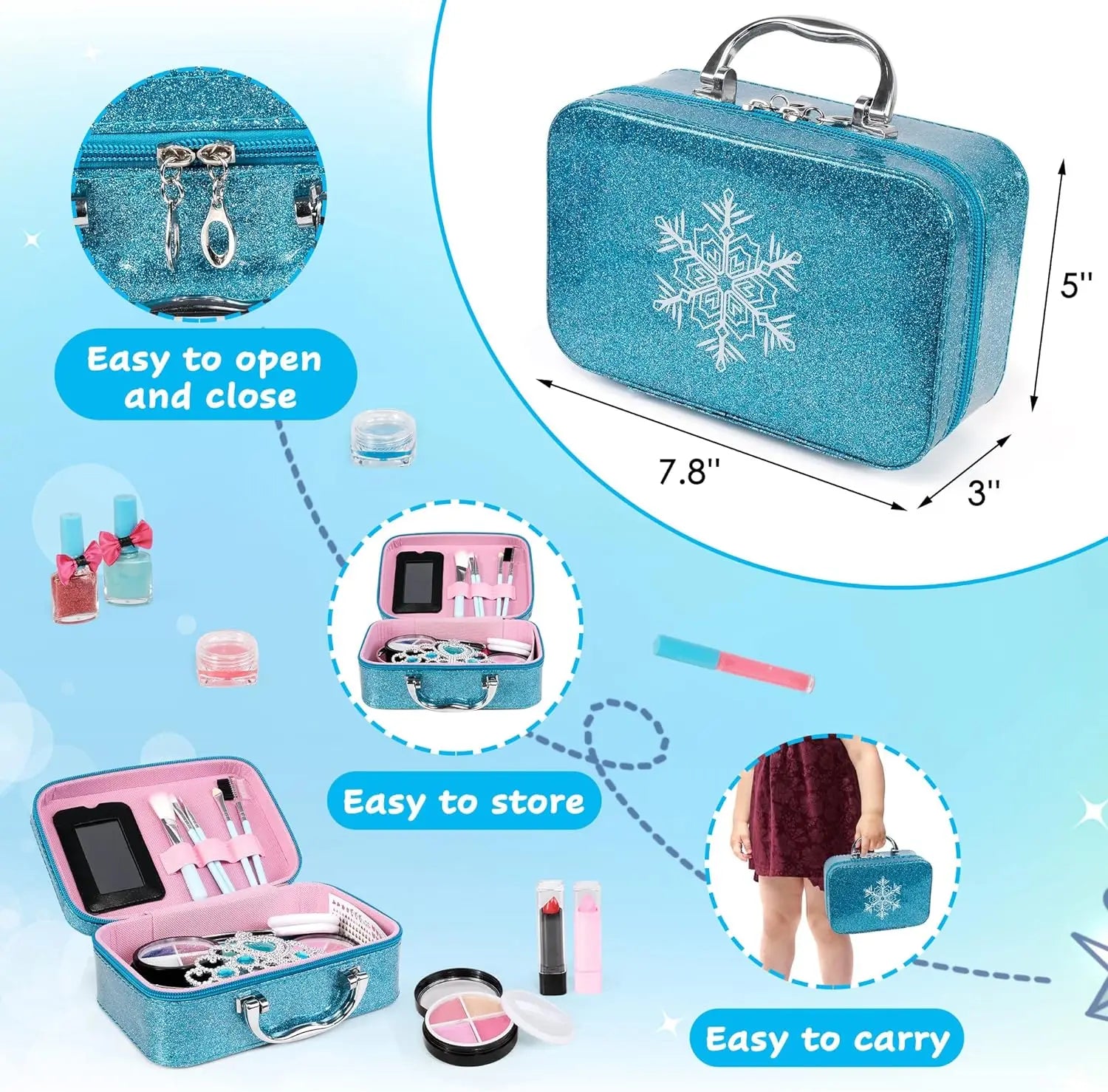 HKM-836627 Kids Real Washable Lip Gloss and Mini Nail Makeup Kit Set for Girls