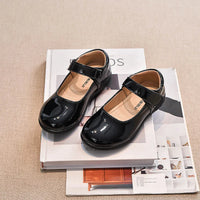 HKM-213907 Factory Price Wholesale Kids Teenager Student School Black Shoes Formal Uniform Leather Flat Design for All Winter Spring