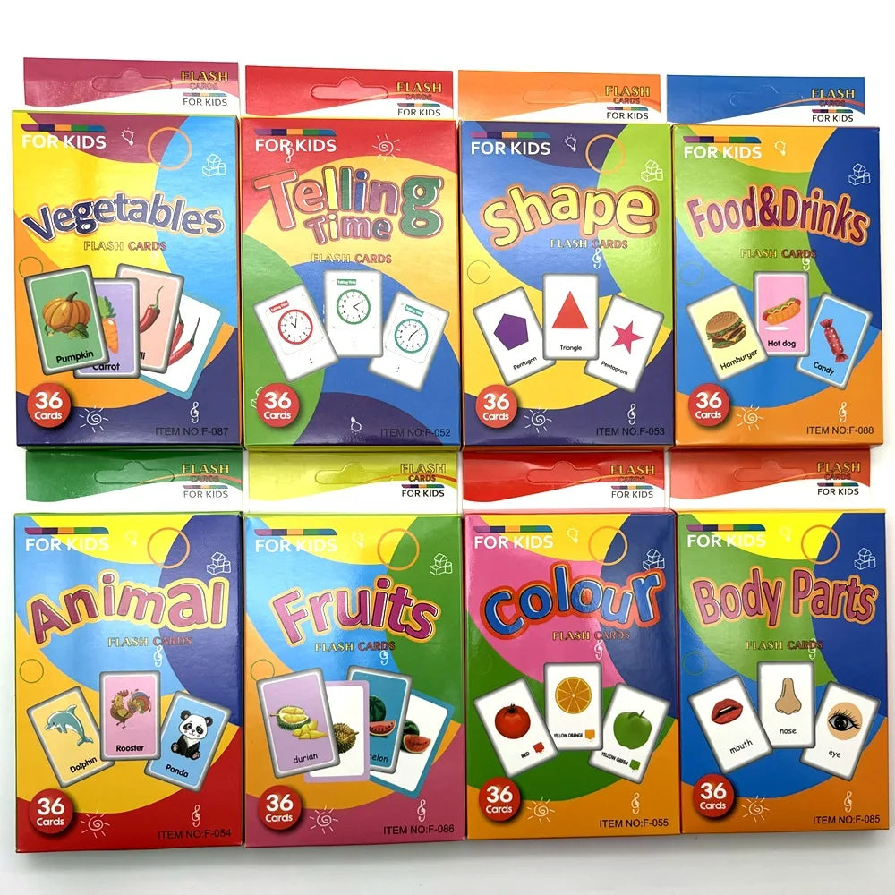 KTX-542483 Early Education Colour Flash Cards for Infant Cognitive Development and English Vocabulary Skills