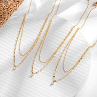 HKM-821843 2024 Hot Sale Wholesale Stainless Steel Chain Lip Chain With CZ Zircon Diamond Dangling O Ring Linked Chain Necklace Women Hot